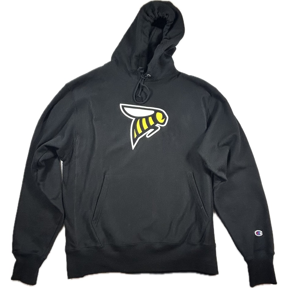 Champion Reverse Weave Hoodie Black Bee Graphic Mens Large CS3051 999